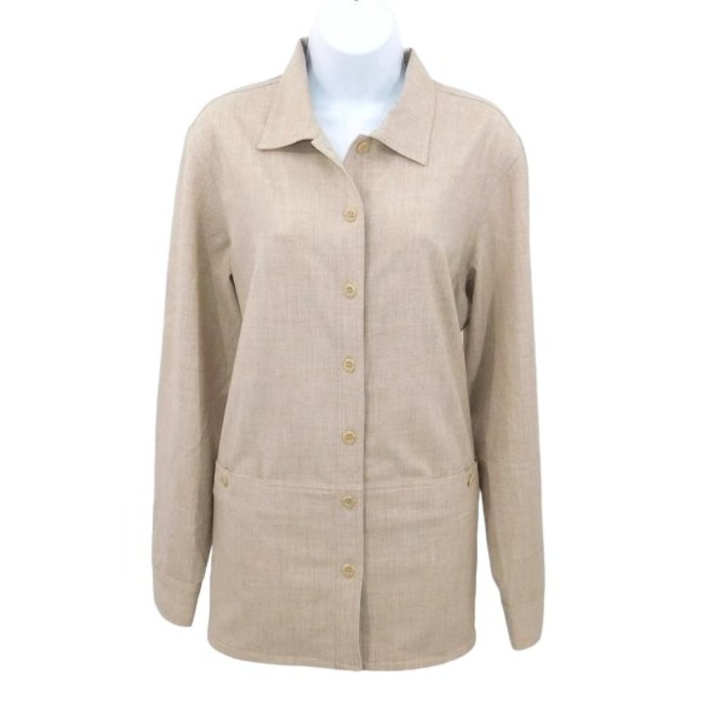 Appleseed's Oatmeal Long Sleeve Button Front Shirt